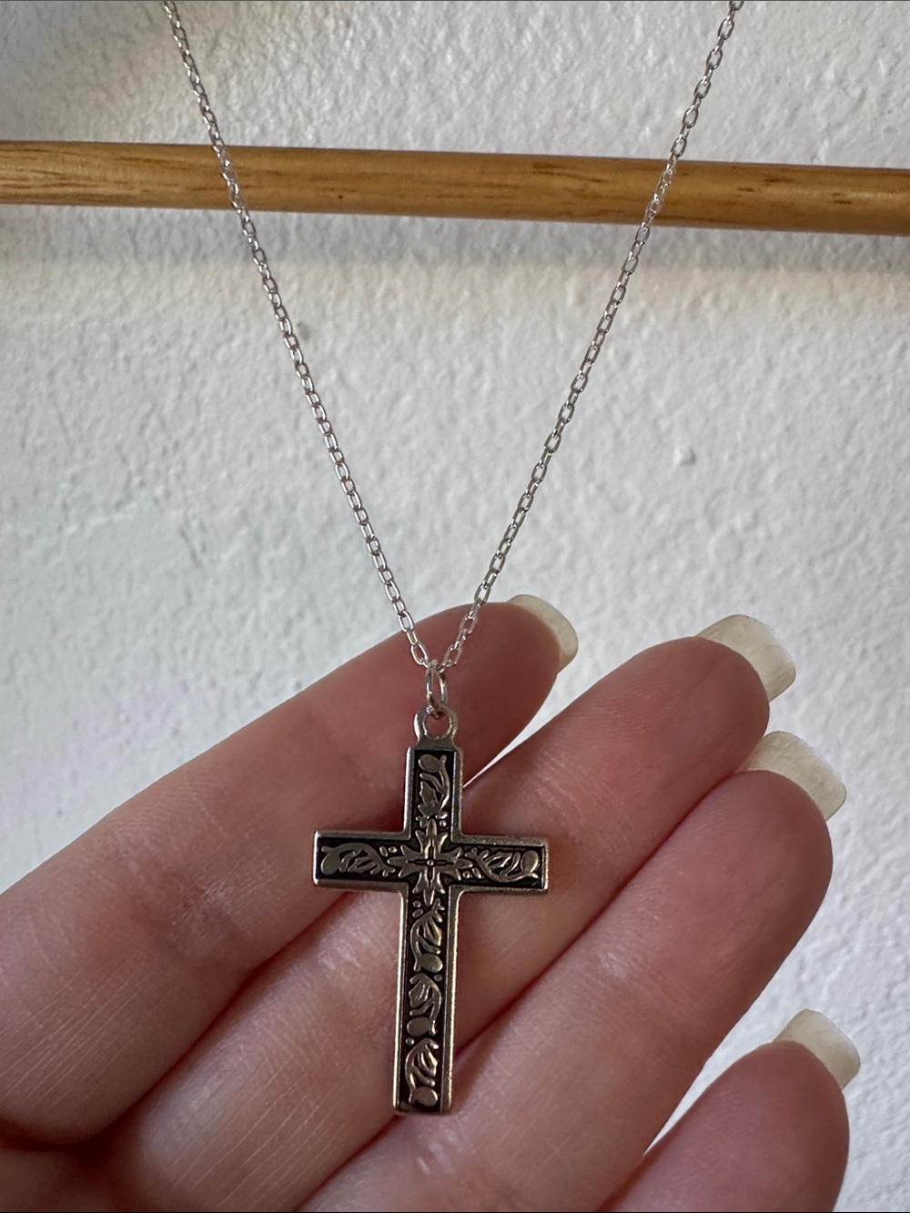 Silver Tone Cross Necklace